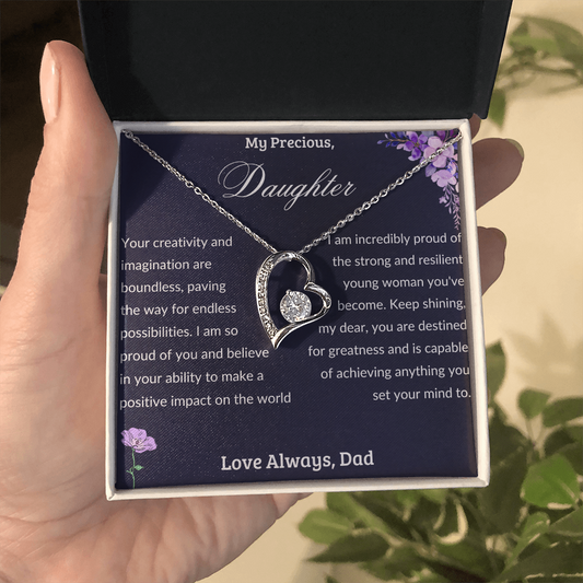 To My Daughter From Dad - Heart Necklace