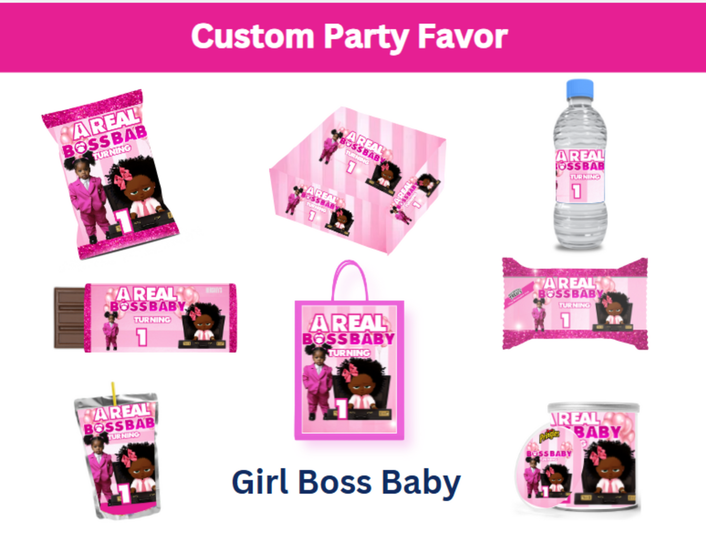 Party Favors Box - Customized - BossBaby Girl - (Min Order Qty - 8)