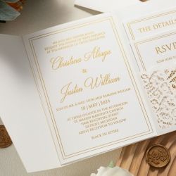 Invitations- Ivory Lace Laser Cut Wedding Invitation