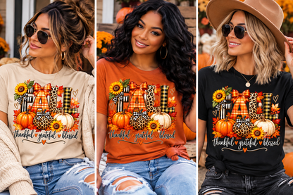Fall Tee - Thankful - Grateful -  Blessed