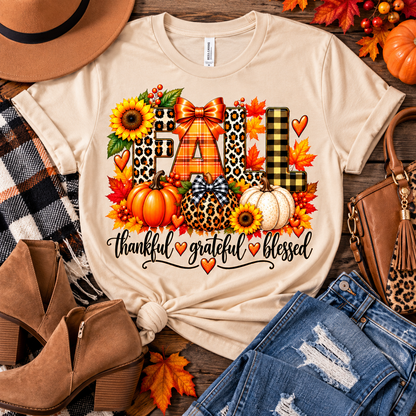Fall Tee - Thankful - Grateful -  Blessed