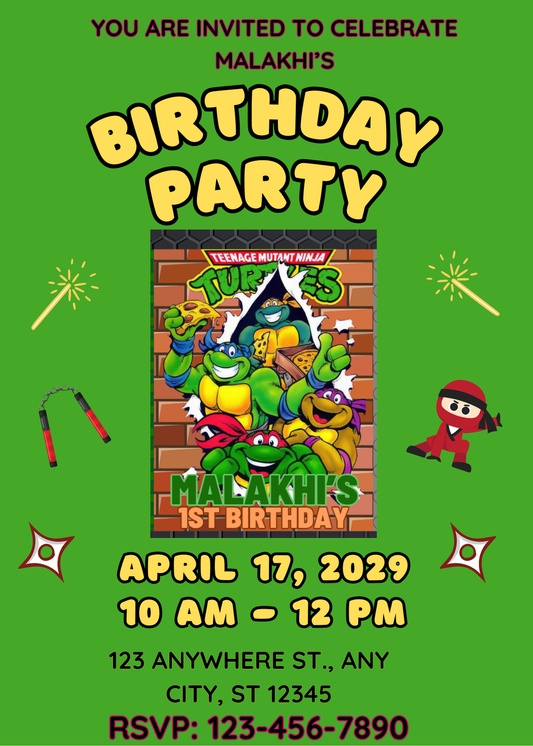 Birthday Invitations - Ninja Turtles