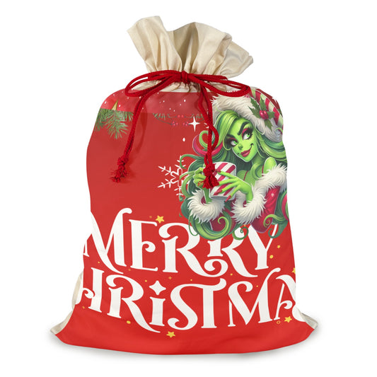 Christmas Grinch Bag Santa Claus Drawstring Bag 21"x32" (One-Sided Printing)