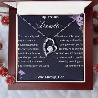 To My Daughter From Dad - Heart Necklace