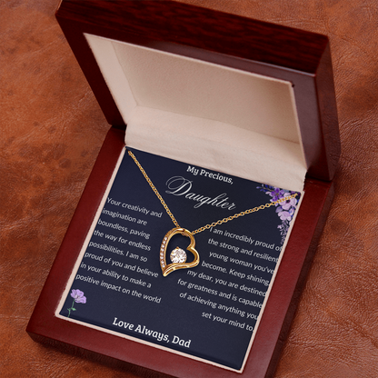 To My Daughter From Dad - Heart Necklace