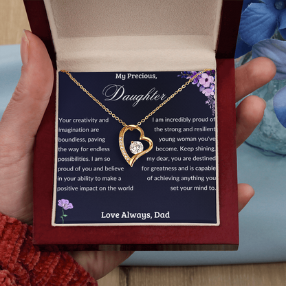 To My Daughter From Dad - Heart Necklace