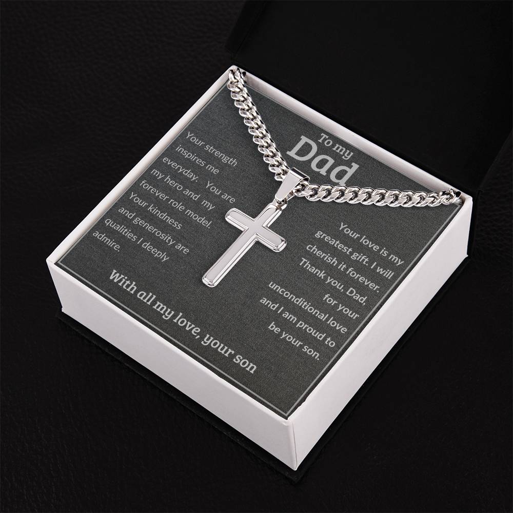 To Dad From Son  - Cross Necklace