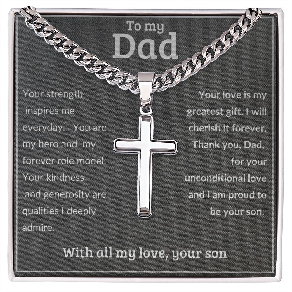 To Dad From Son  - Cross Necklace