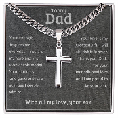 To Dad From Son  - Cross Necklace