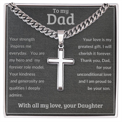 To Dad From Daughter - Cross Necklace