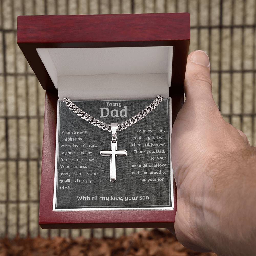 To Dad From Son  - Cross Necklace