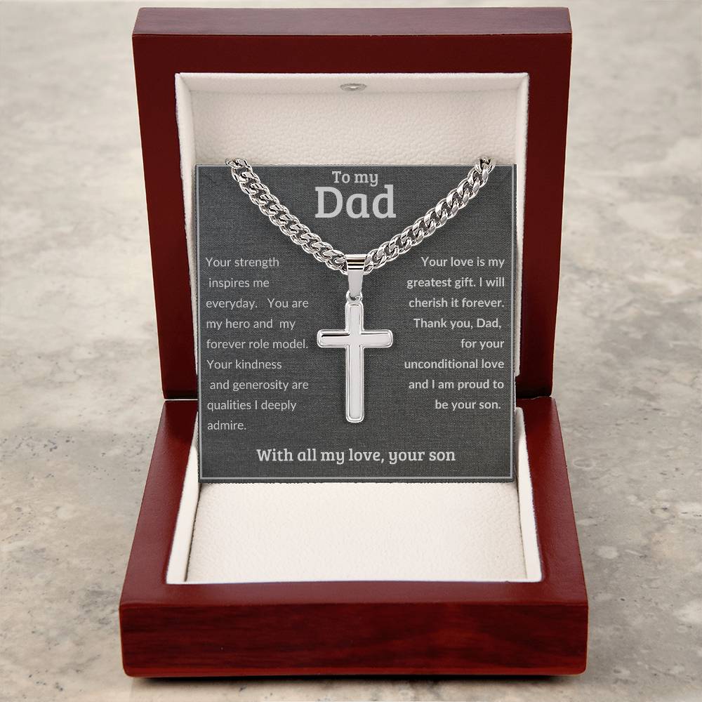 To Dad From Son  - Cross Necklace