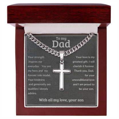 To Dad From Son  - Cross Necklace