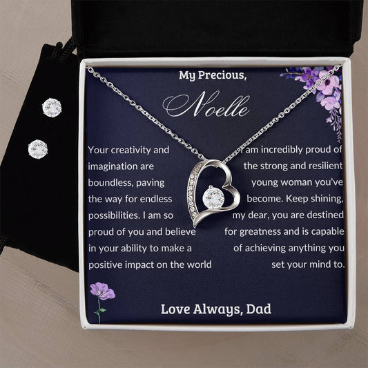 To My Daughter from Dad - Encouragement - Heart Necklace