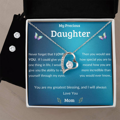 To My Daughter from Mom - Through My Eyes - Heart Necklace