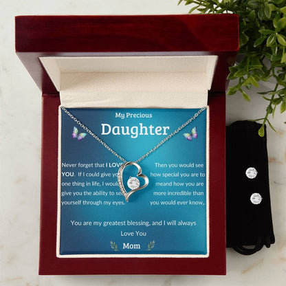 To My Daughter from Mom - Through My Eyes - Heart Necklace