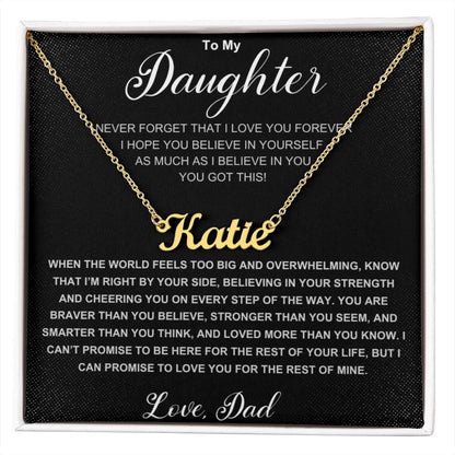 Name Necklace to Daughter From Dad