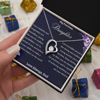 To My Daughter From Dad - Heart Necklace