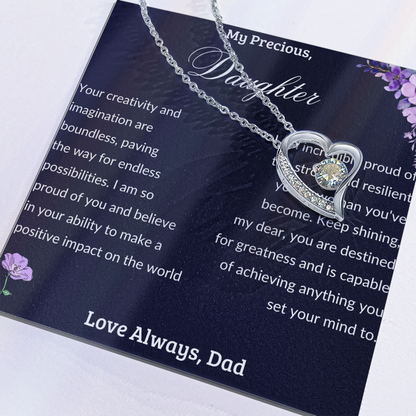 To My Daughter From Dad - Heart Necklace
