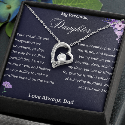 To My Daughter From Dad - Heart Necklace