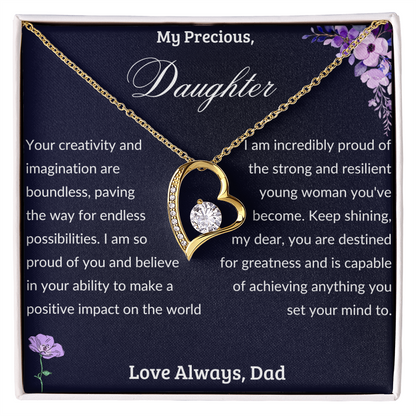 To My Daughter From Dad - Heart Necklace