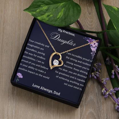 To My Daughter From Dad - Heart Necklace