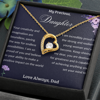 To My Daughter From Dad - Heart Necklace