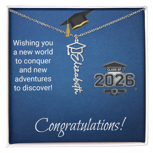 Graduation Cap Custom Name Necklace