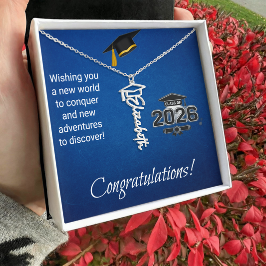 Graduation Cap Custom Name Necklace