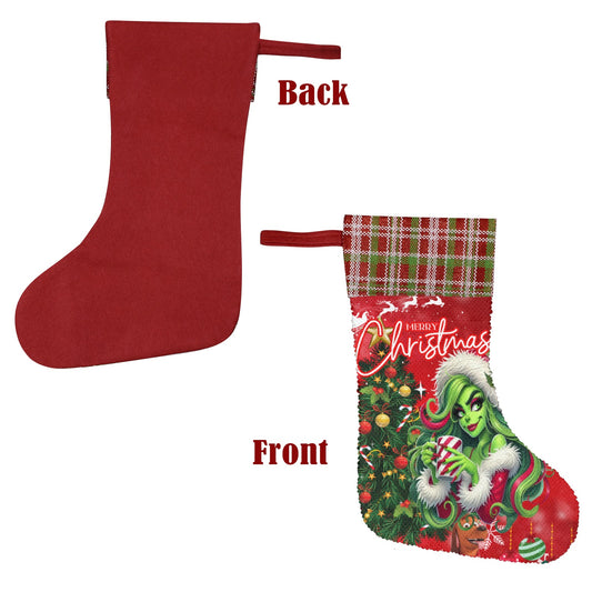 Christmas stocking Grinch Girl Sequin Christmas Stocking